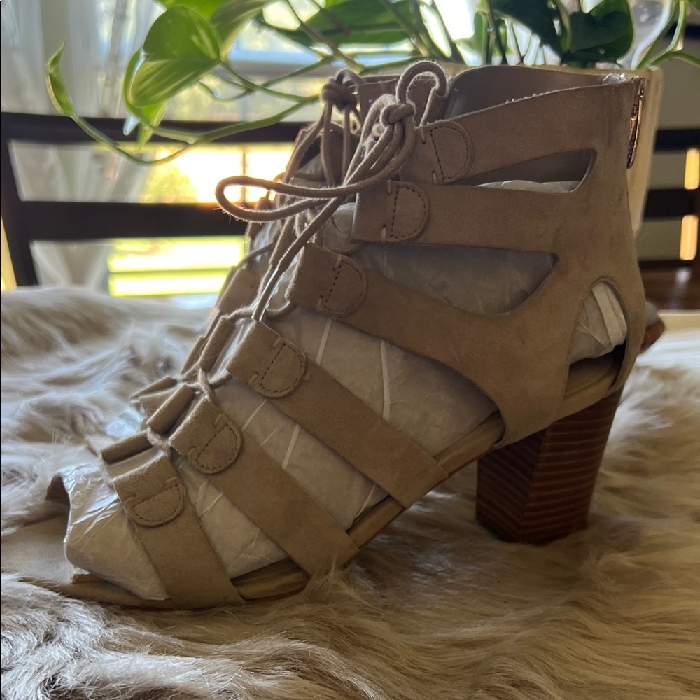 Marc Fisher Tan Strappy Heeled Sandals